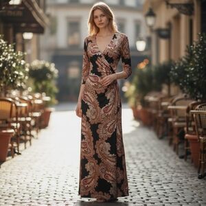 Paisley Wrap Maxi Dress- Size Large- EUC $98 Retail